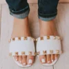 Evie Studded Sandals White Shoes