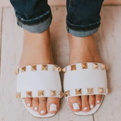Evie Studded Sandals White Shoes