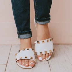 Evie Studded Sandals White Shoes