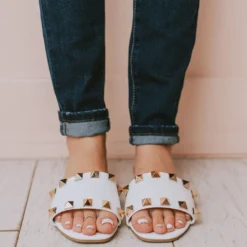 Evie Studded Sandals White Shoes