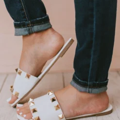 Evie Studded Sandals White Shoes
