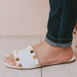 Evie Studded Sandals White Shoes