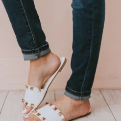 Evie Studded Sandals White Shoes