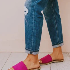 Leora Slip On Sandals Magenta Shoes