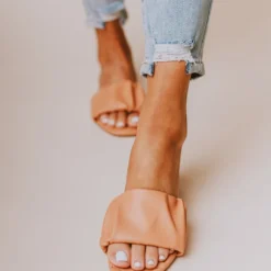 Flora Ruched Sandal Coral Shoes