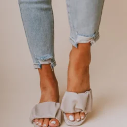 Flora Ruched Sandal Grey Shoes