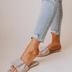 Flora Ruched Sandal Grey Shoes