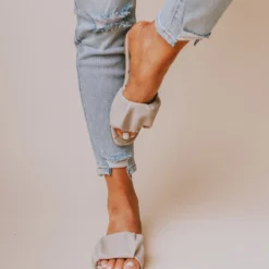 Flora Ruched Sandal Grey Shoes