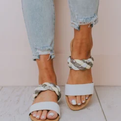 East Lion Freya Braided Sandals White