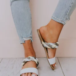 East Lion Freya Braided Sandals White
