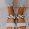 East Lion Freya Braided Sandals White