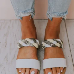 East Lion Freya Braided Sandals White