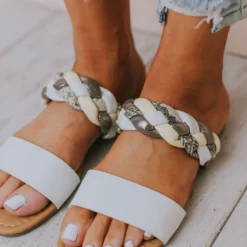 East Lion Freya Braided Sandals White