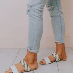 East Lion Freya Braided Sandals White