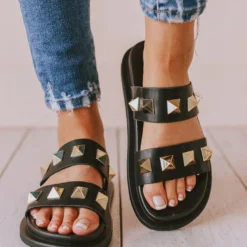 Joan Studded Sandals Black