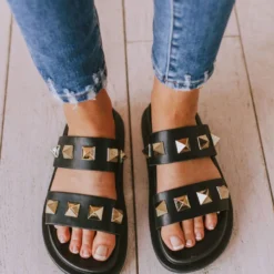Joan Studded Sandals Black