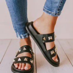 Joan Studded Sandals Black