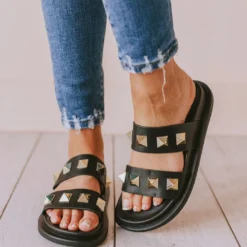 Joan Studded Sandals Black