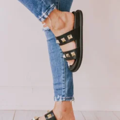 Joan Studded Sandals Black