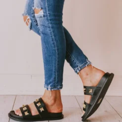 Joan Studded Sandals Black
