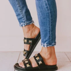 Joan Studded Sandals Black