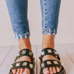 Joan Studded Sandals Black