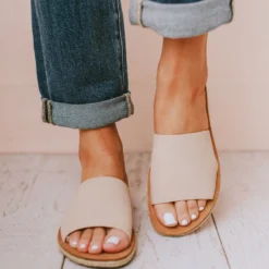 Leora Slip On Sandals Beige Shoes