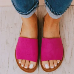 Leora Slip On Sandals Magenta Shoes