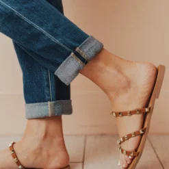 Lumi Studded Sandals Camel