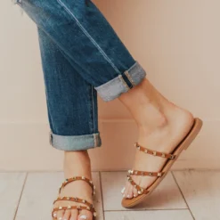 Lumi Studded Sandals Camel
