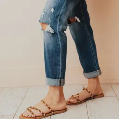 Lumi Studded Sandals Camel