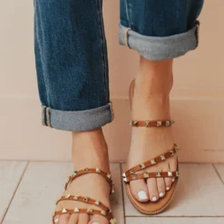Lumi Studded Sandals Camel