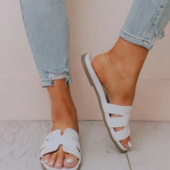 East Lion Madison Slide Sandal White Shoes