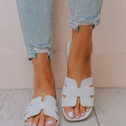 East Lion Madison Slide Sandal White Shoes