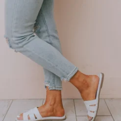 East Lion Madison Slide Sandal White Shoes
