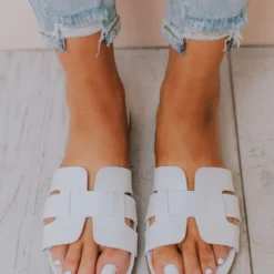 East Lion Madison Slide Sandal White Shoes