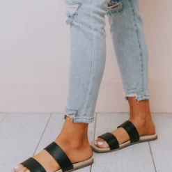 East Lion Megan Slip On Sandal Black Shoes