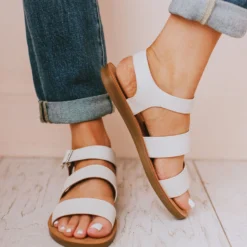 Shoes River Strap Sandals White