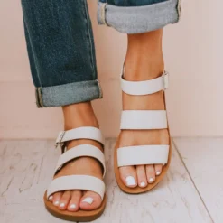 Shoes River Strap Sandals White