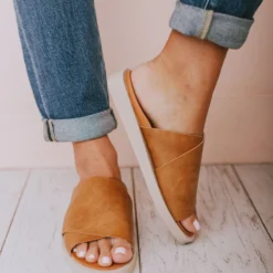 Romi Slip On Sandals Camel Shoes