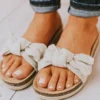 Slip On Bow Sandals Beige