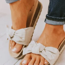 Slip On Bow Sandals Beige