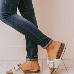 Slip On Bow Sandals Beige