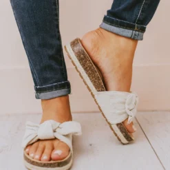 Slip On Bow Sandals Beige