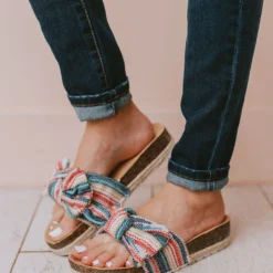 Shoes Slip On Bow Sandals Blue/Pink