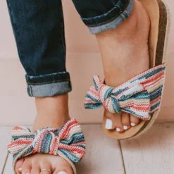 Shoes Slip On Bow Sandals Blue/Pink