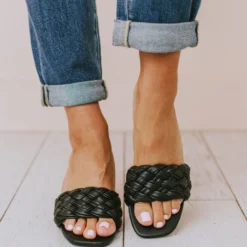 Sandal Shoes Vinnie Braided Heel Black