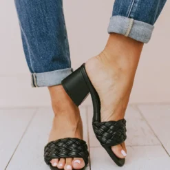 Sandal Shoes Vinnie Braided Heel Black