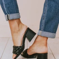 Sandal Shoes Vinnie Braided Heel Black