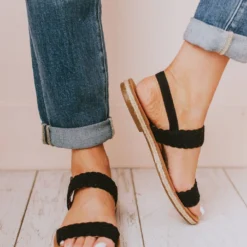Woven Strap Sandal Black
